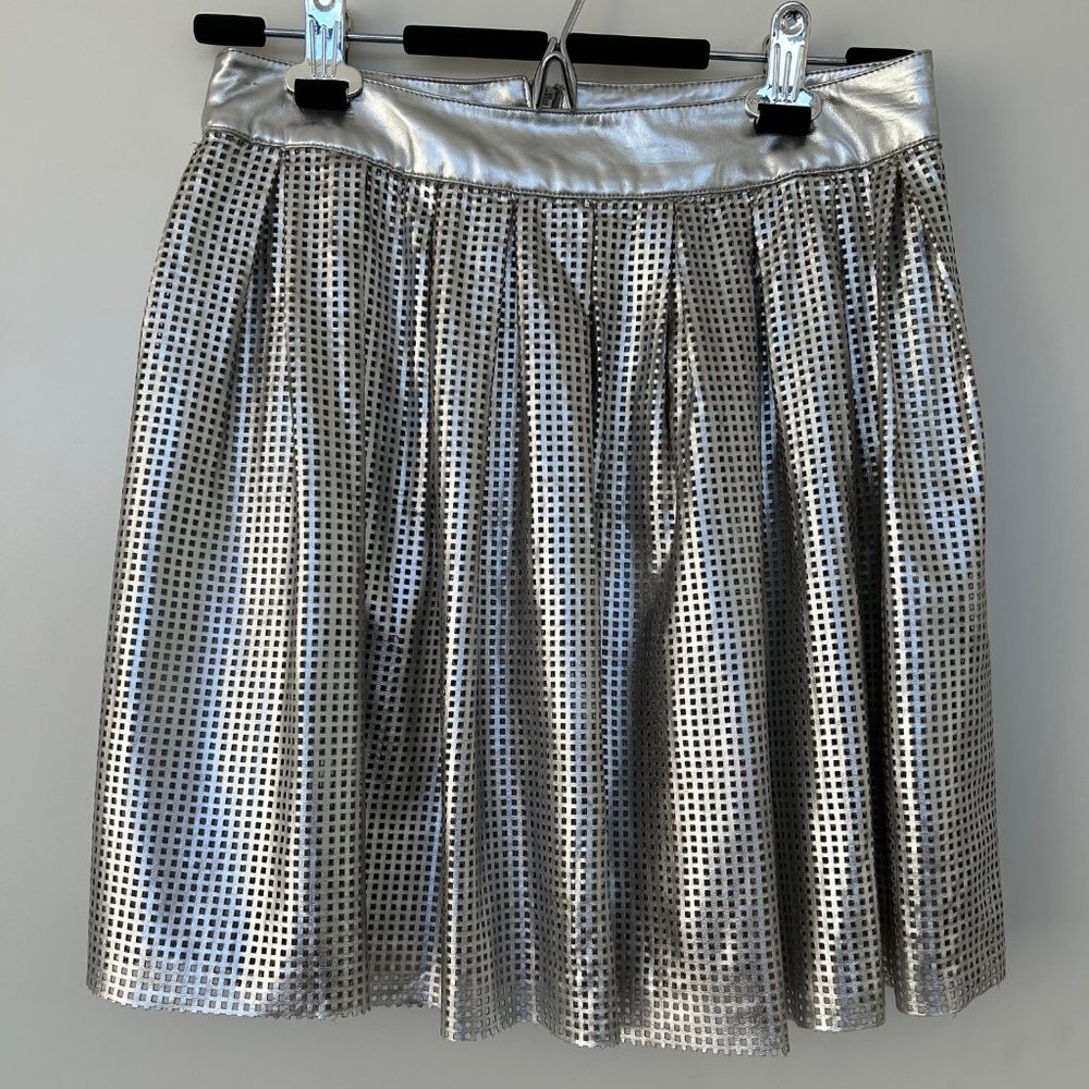 Sam Edelman Pleaded Silver Short Skirt